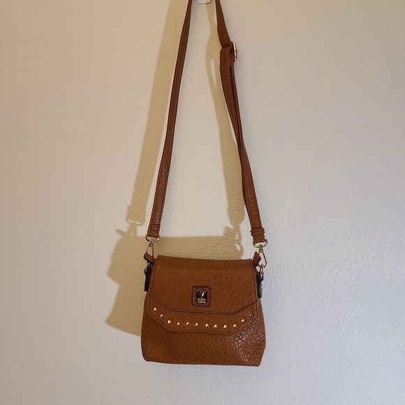 V Couture by Kooba brown studded crossbody with adjustable strap - Picture 1 of 16